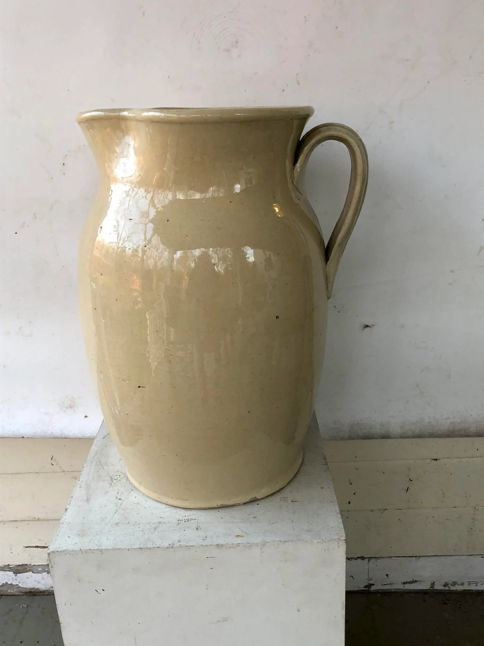 Mid 19th Century English Cream Glazed Pottery Pitcher - 2