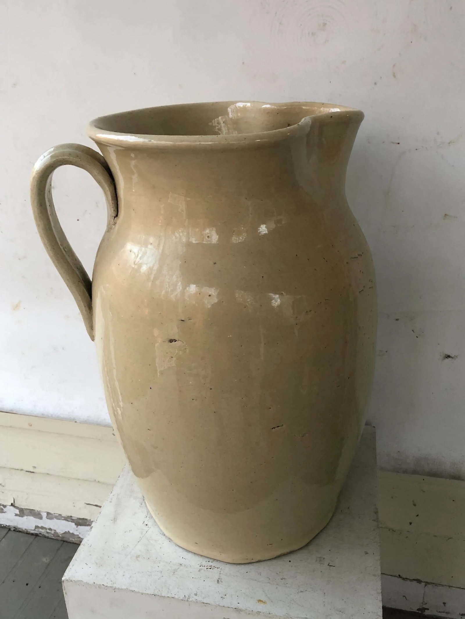 Mid 19th Century English Cream Glazed Pottery Pitcher - 4