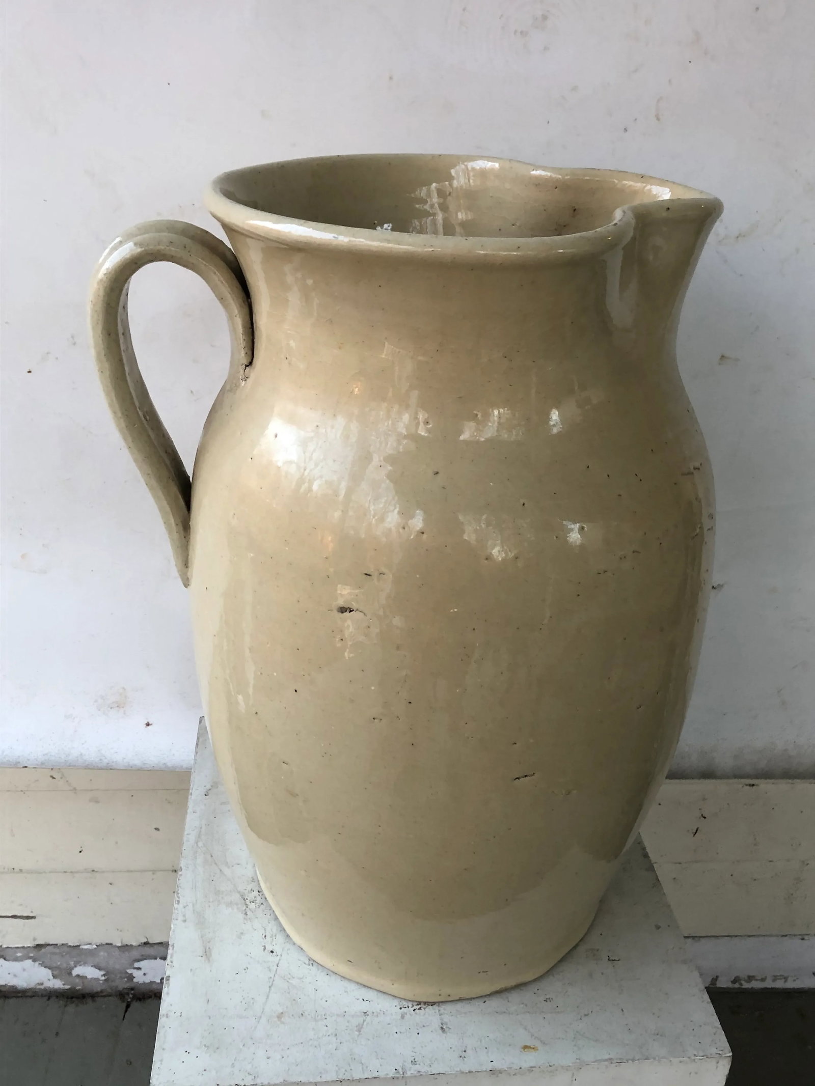 Mid 19th Century English Cream Glazed Pottery Pitcher - 5