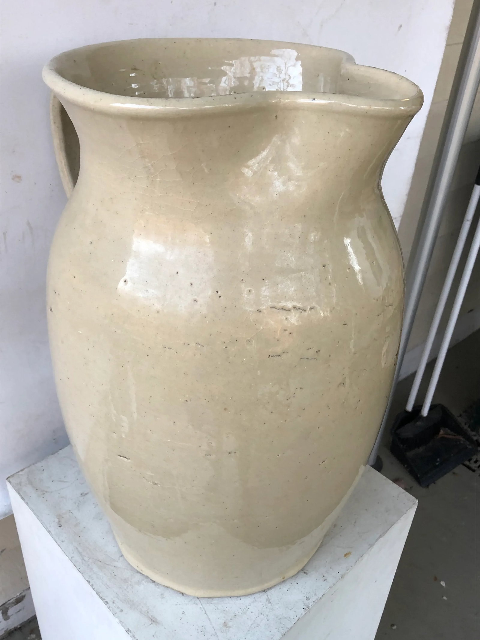 Mid 19th Century English Cream Glazed Pottery Pitcher - 6