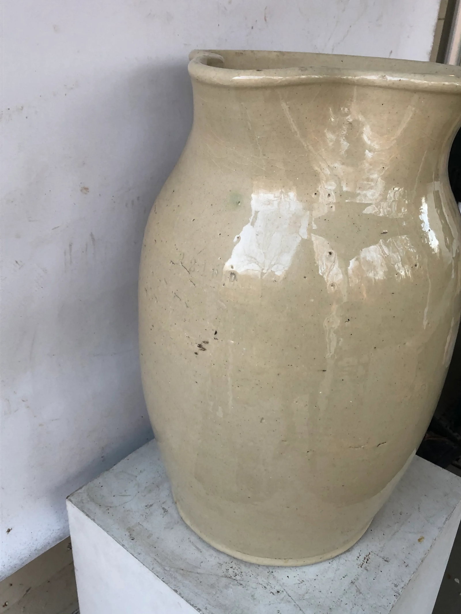 Mid 19th Century English Cream Glazed Pottery Pitcher - 8