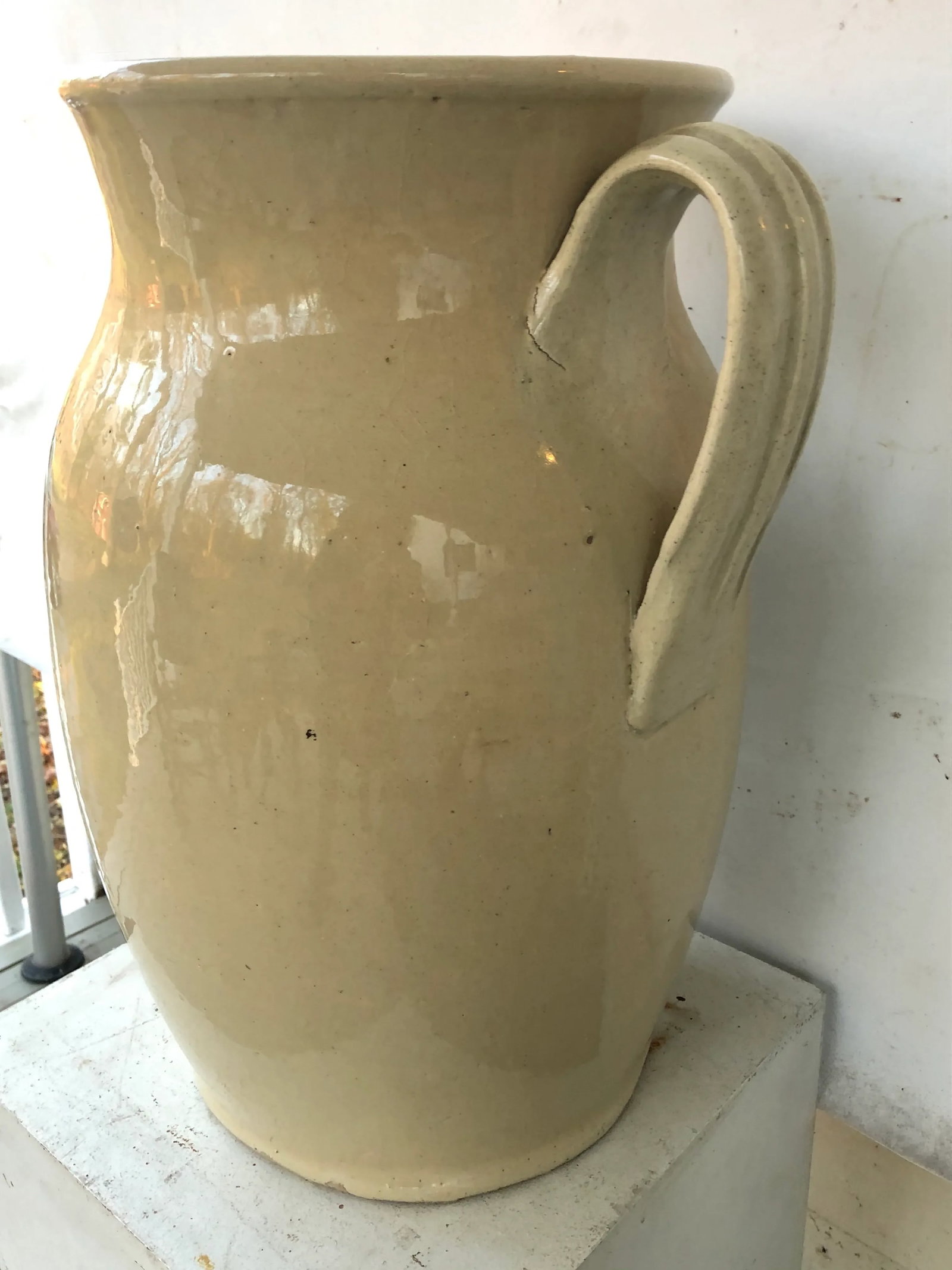 Mid 19th Century English Cream Glazed Pottery Pitcher - 9
