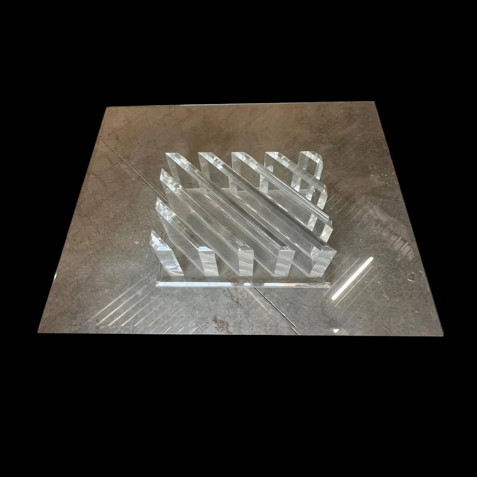 Lucite & Glass Top Coffee Table - 2