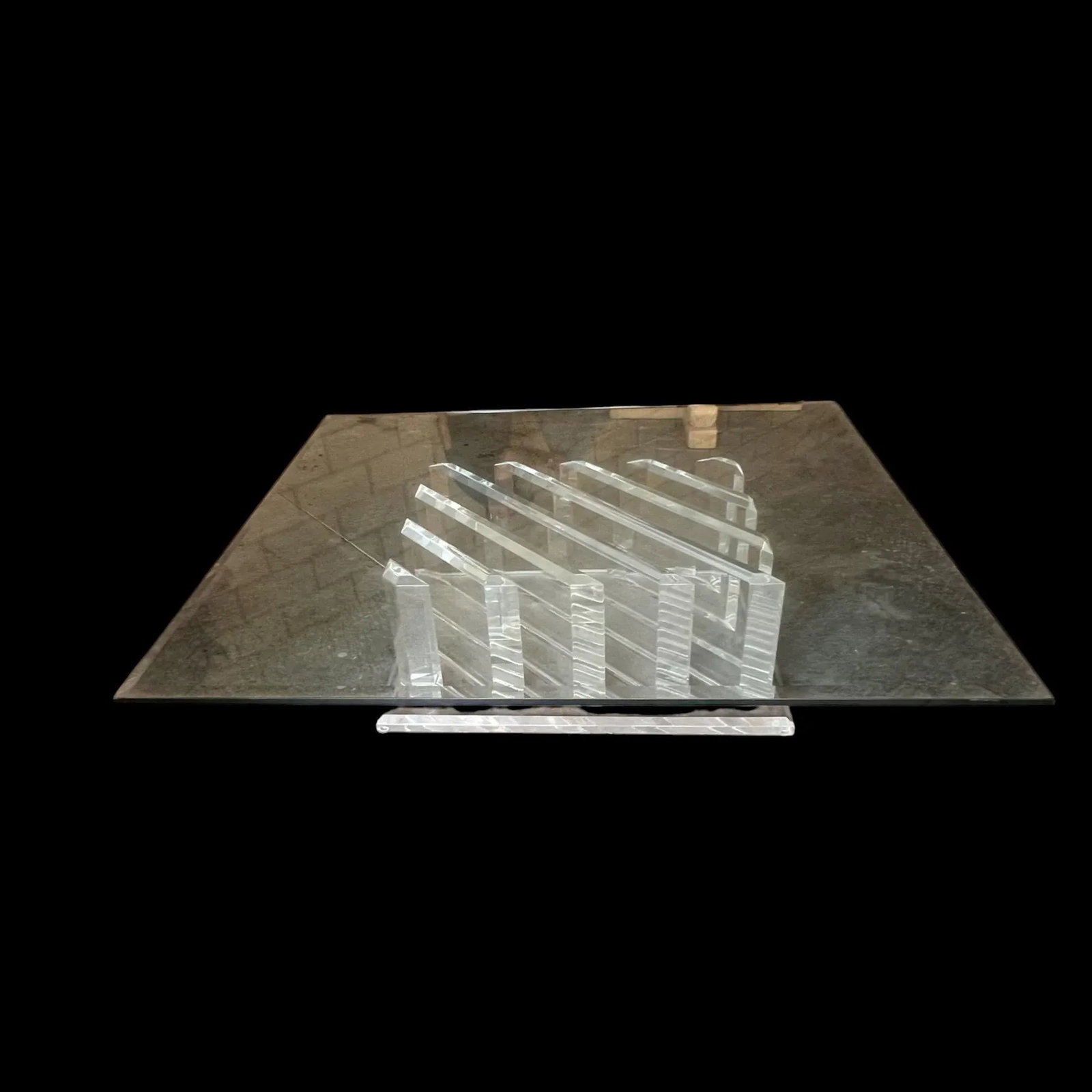 Lucite & Glass Top Coffee Table - 3