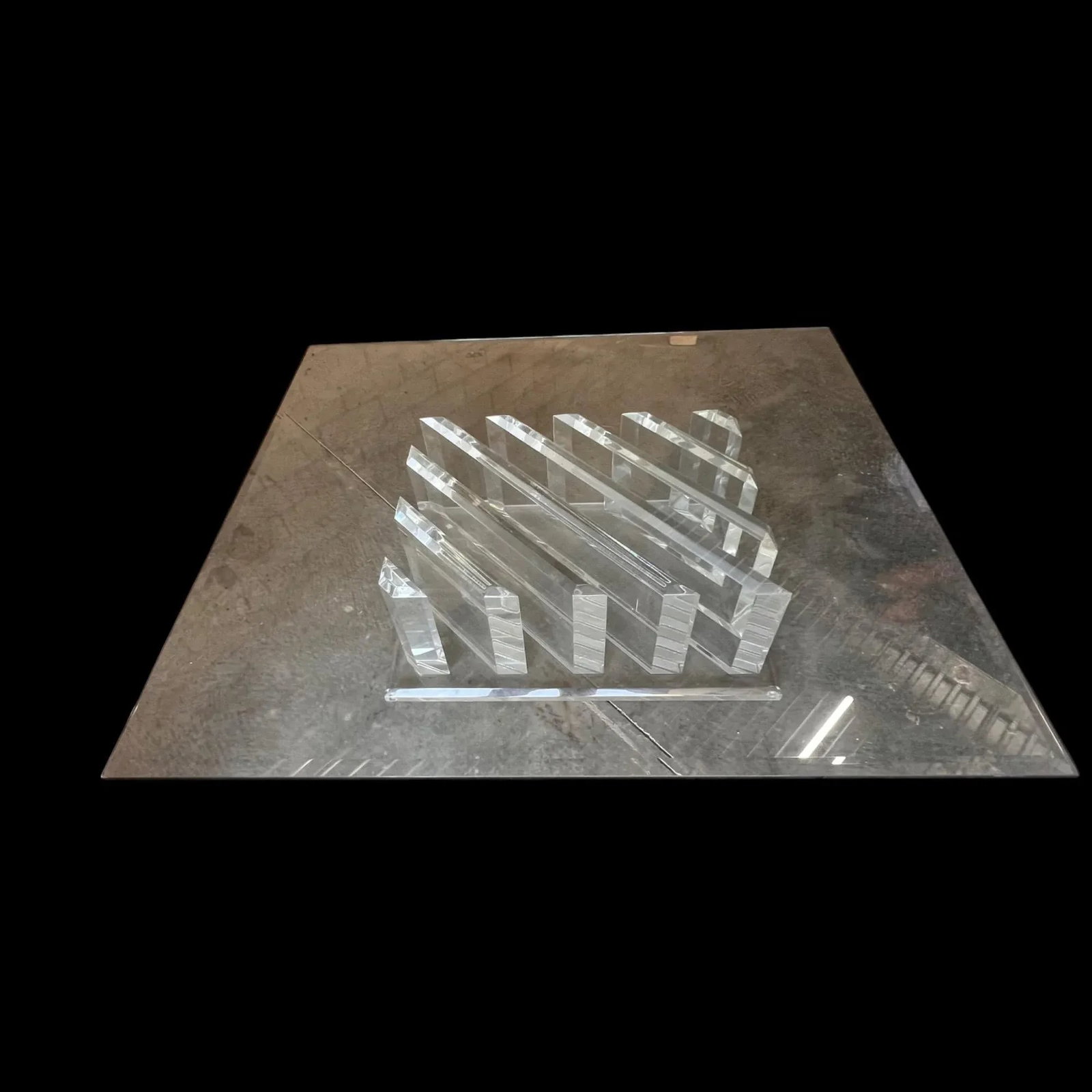 Lucite & Glass Top Coffee Table - 7