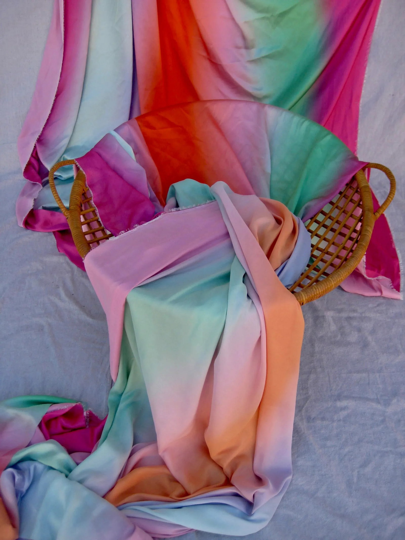 1970s Italian Textile Como Silk Fabric Rainbow - 9 Yards - 3