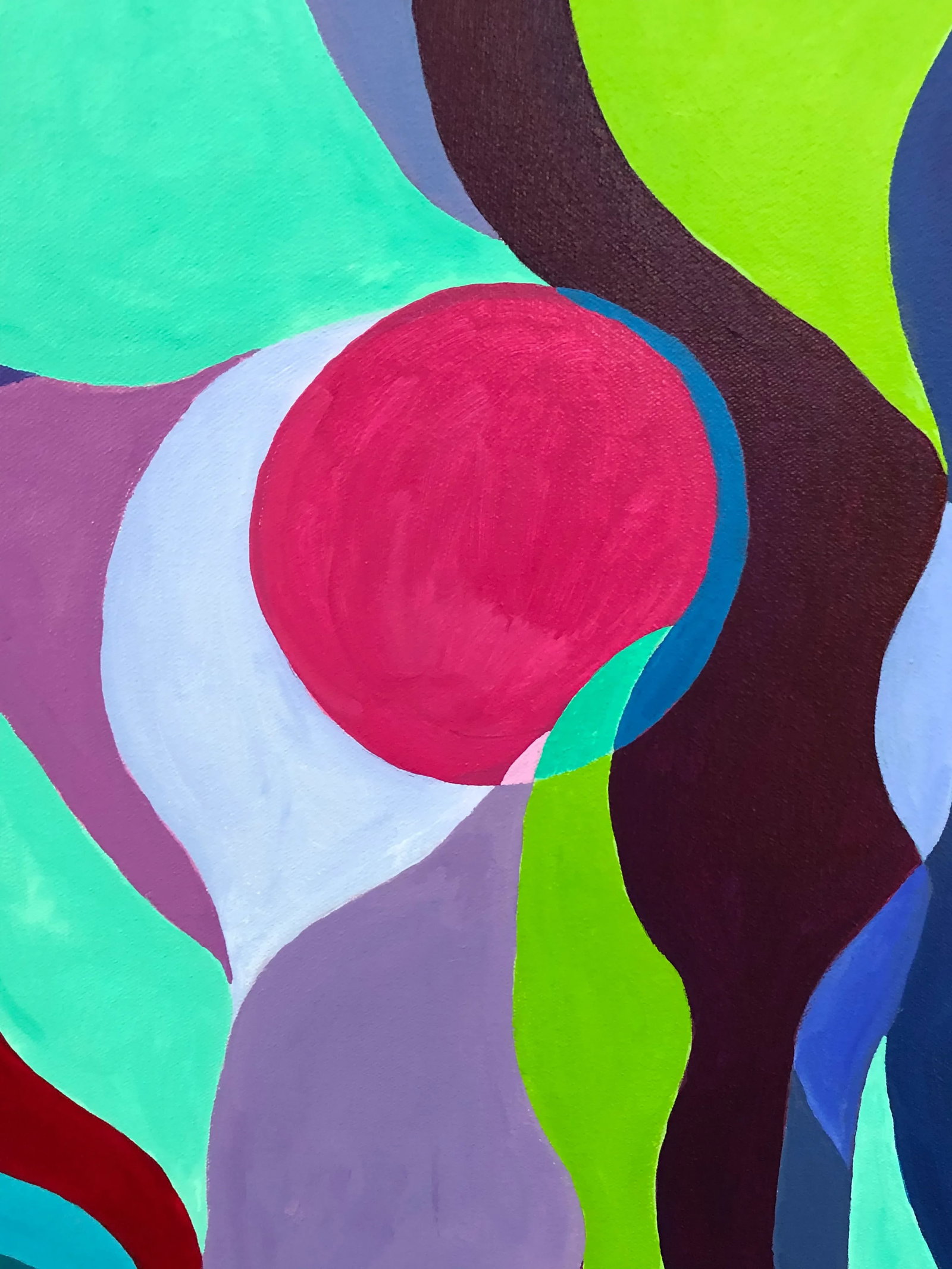 Abstract Original Painting in Fuchsia and Turquoise - 2