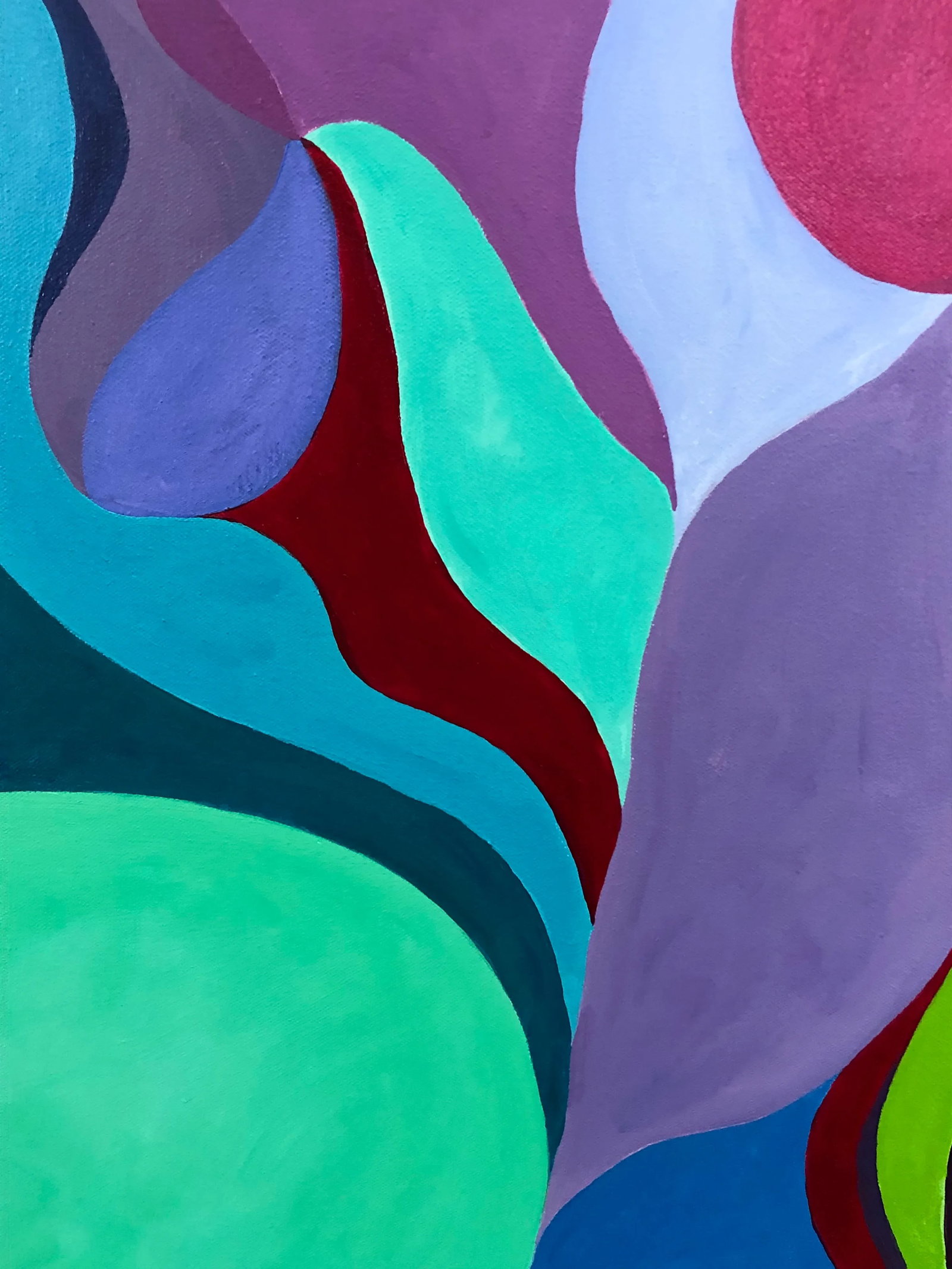 Abstract Original Painting in Fuchsia and Turquoise - 4