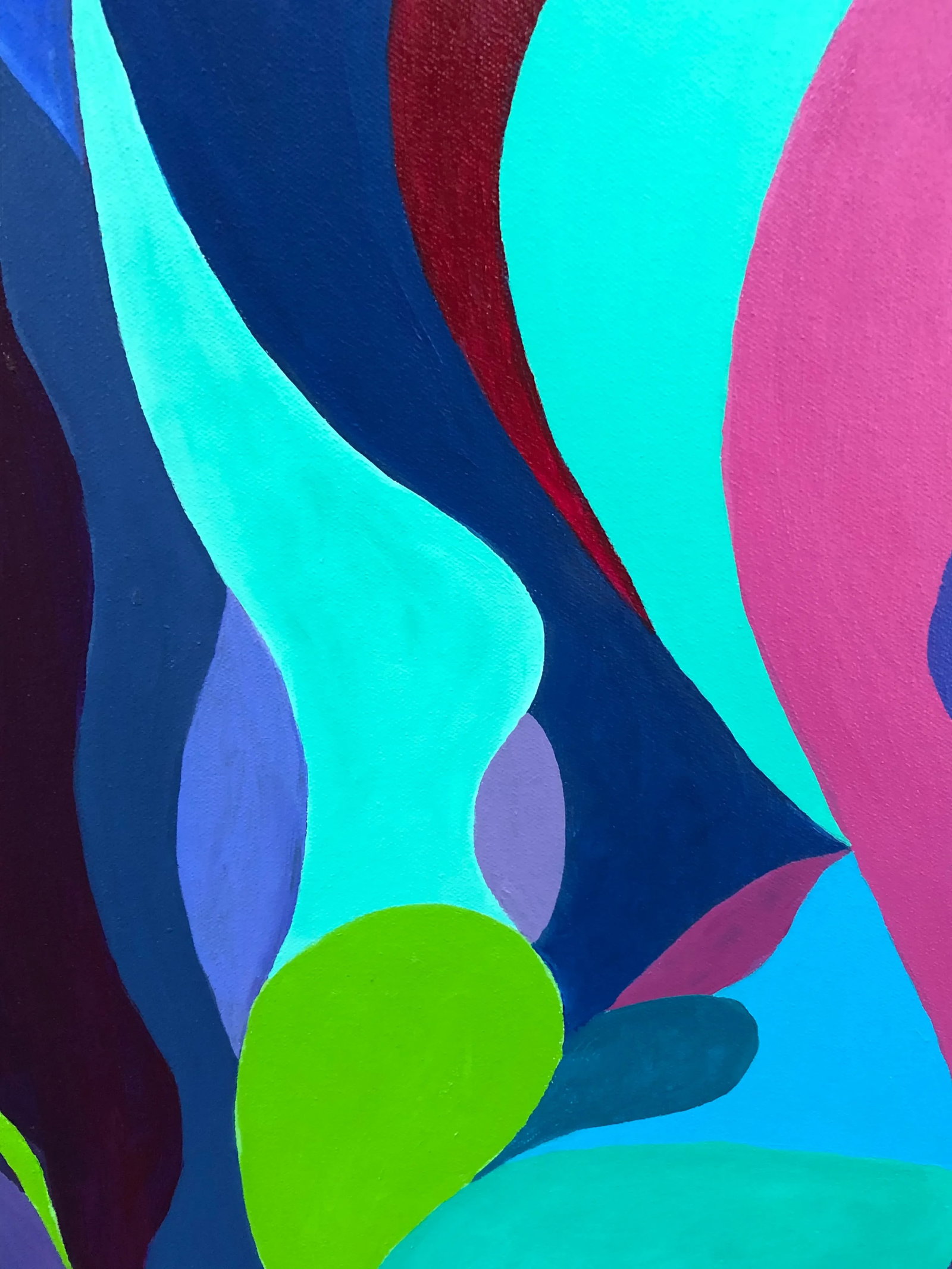 Abstract Original Painting in Fuchsia and Turquoise - 5