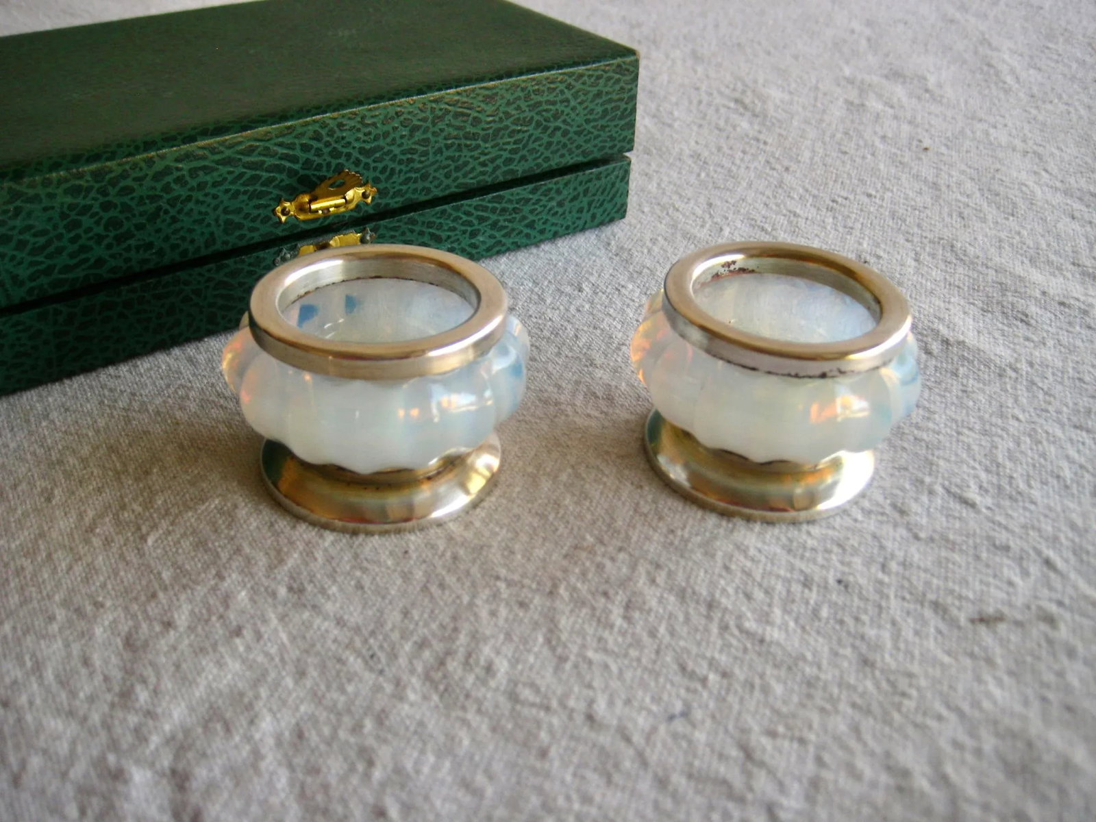 1930s French Art Deco Sabino Style Opulent Salt and Pepper Set in Original Box - 2