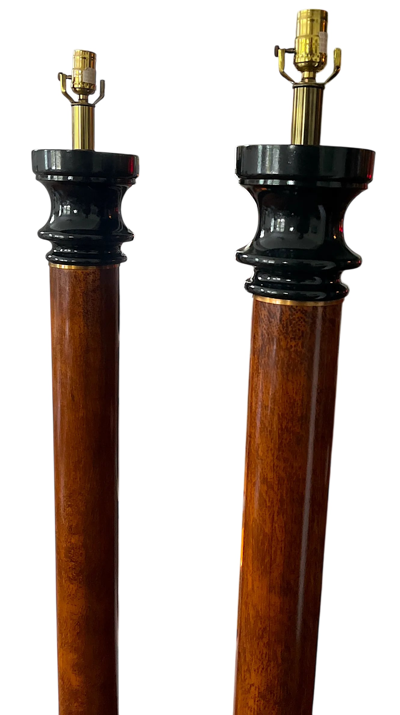 1990s Monumental Neoclassical Style Column Floor Lamps – Wood With Black Lacquered Base and - 4
