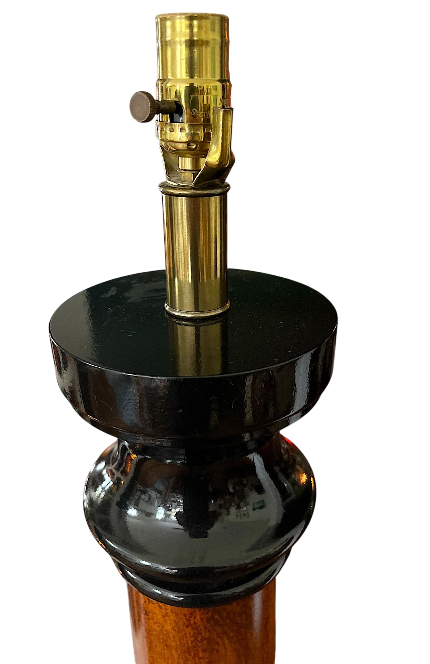 1990s Monumental Neoclassical Style Column Floor Lamps – Wood With Black Lacquered Base and - 7
