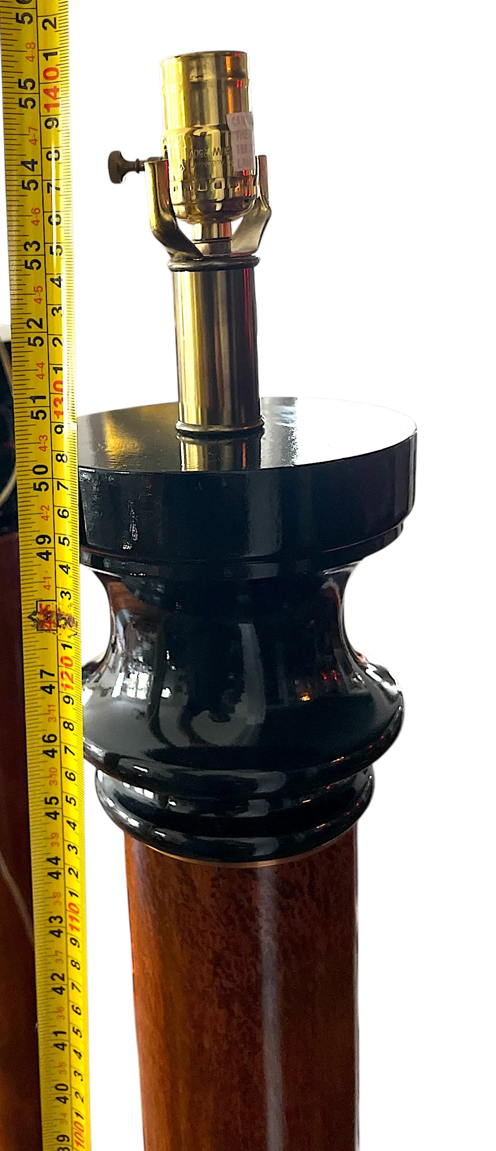 1990s Monumental Neoclassical Style Column Floor Lamps – Wood With Black Lacquered Base and - 8