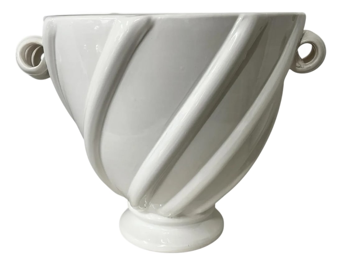 Vintage Hand Thrown Pottery Swirl Design Planter, Wine, Beverage Chiller, Modern, Farmhouse, Coastal (1 of 8)
