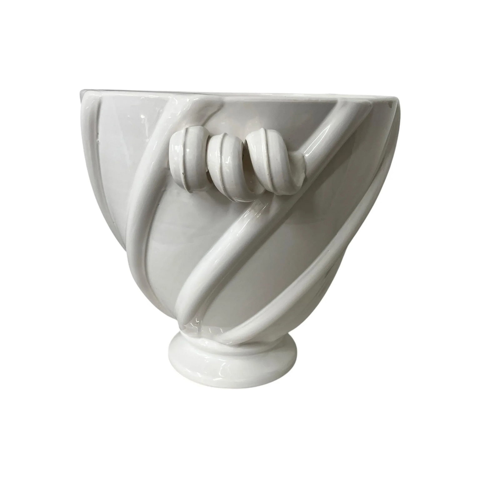 Vintage Hand Thrown Pottery Swirl Design Planter, Wine, Beverage Chiller, Modern, Farmhouse, Coastal - 5