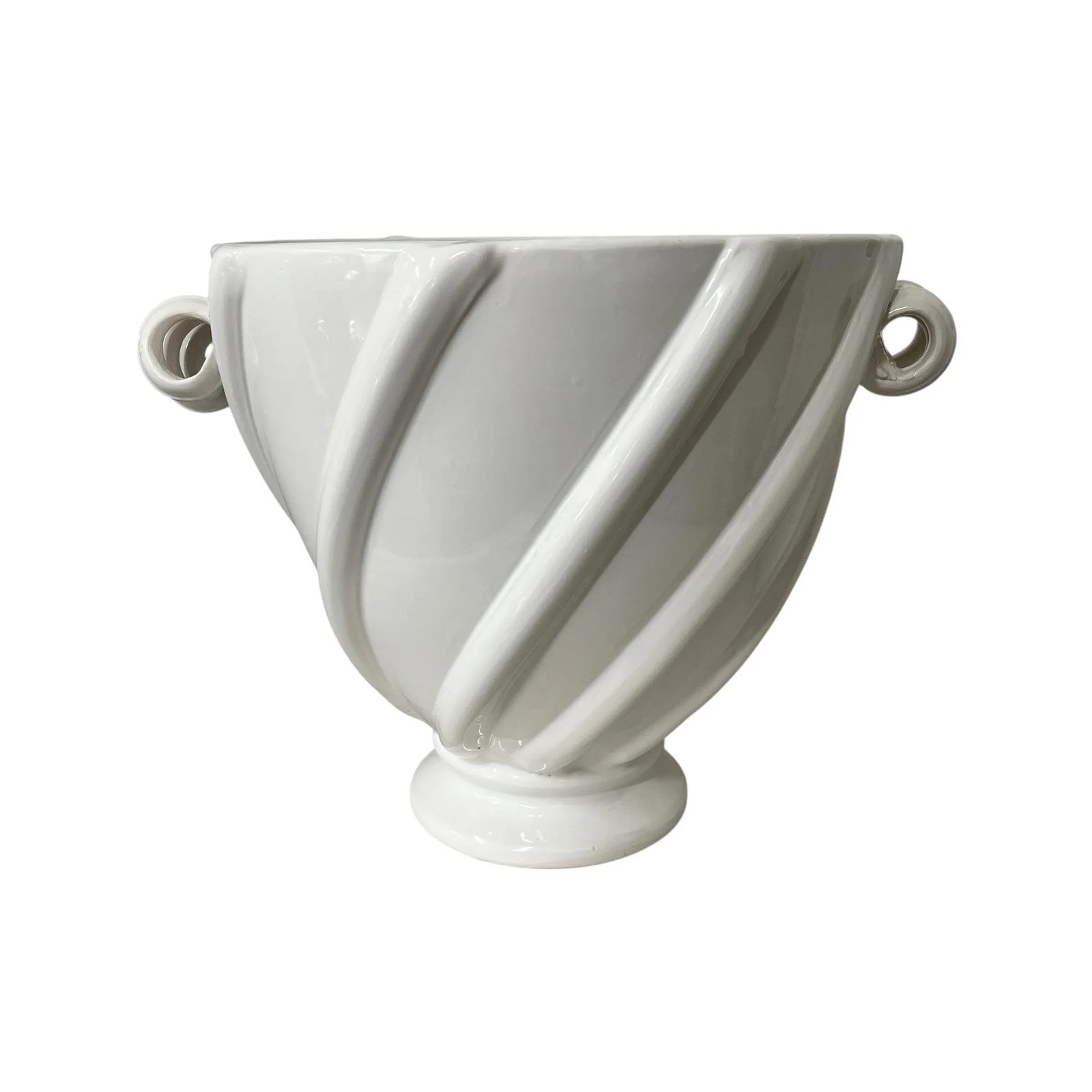Vintage Hand Thrown Pottery Swirl Design Planter, Wine, Beverage Chiller, Modern, Farmhouse, Coastal - 7