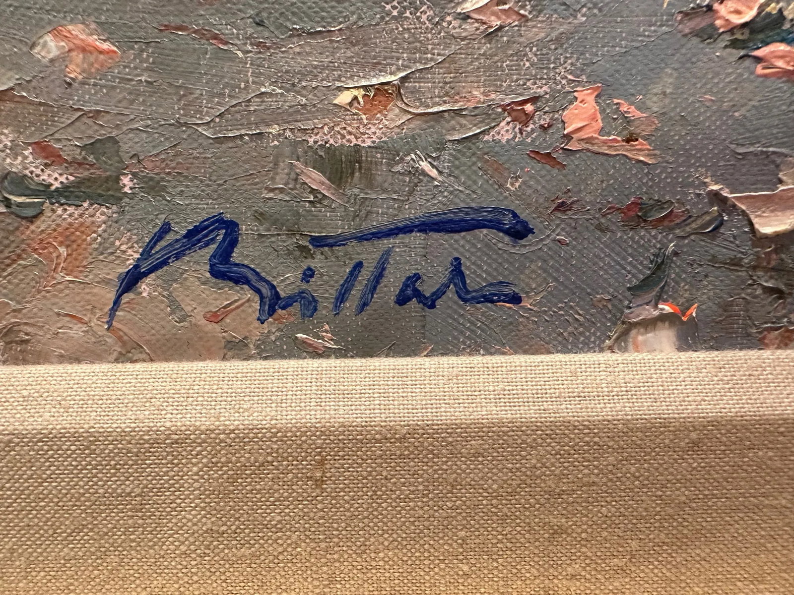 Impressionist Original Painting of a Bench by the Sea by Pierre Bittar - 7