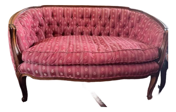 5-Piece Antique French Salon Suite "” Settee & Bergère Chairs, Red Upholstery - 2