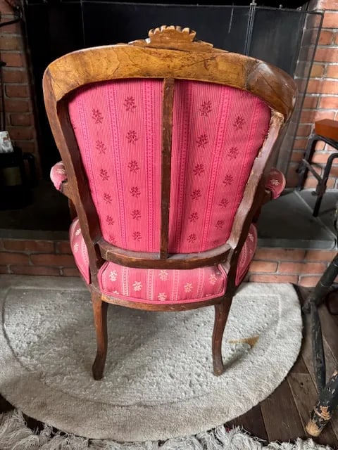 5-Piece Antique French Salon Suite "” Settee & Bergère Chairs, Red Upholstery - 5