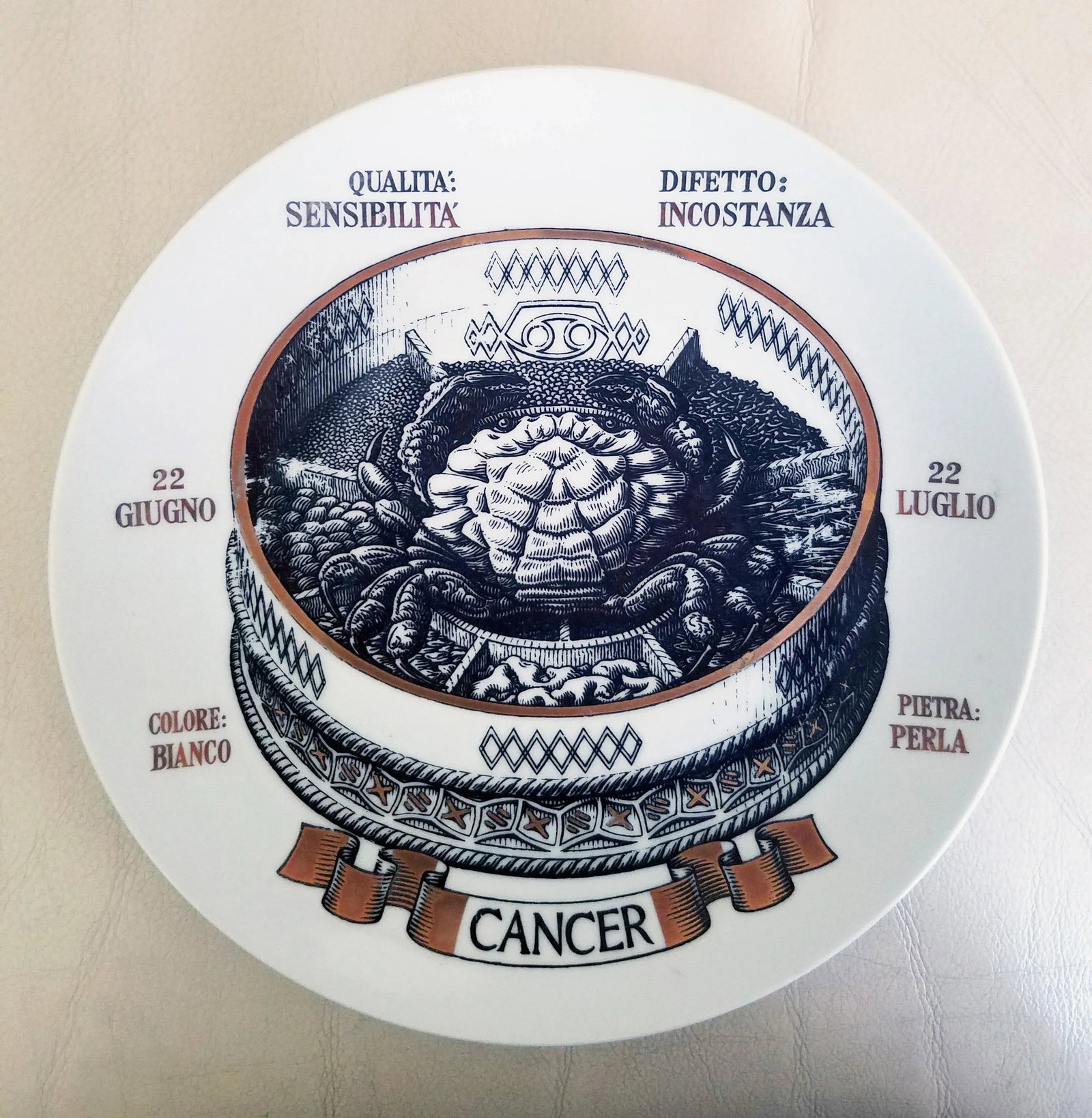 Piero Fornasetti Astrological Zodiac Plate, Cancer, Gli Zodiaci Farmacope - 2