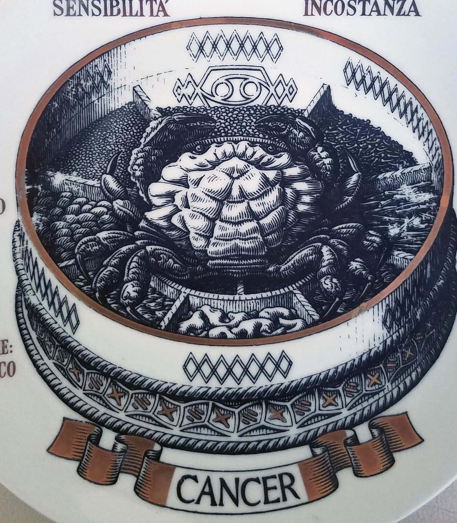 Piero Fornasetti Astrological Zodiac Plate, Cancer, Gli Zodiaci Farmacope - 4