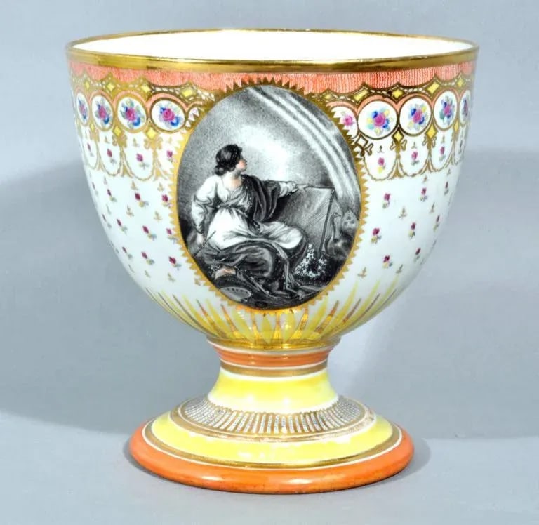 Chamberlain Worcester Porcelain Neoclassical Goblet, Humphrey Chamberlain - 2