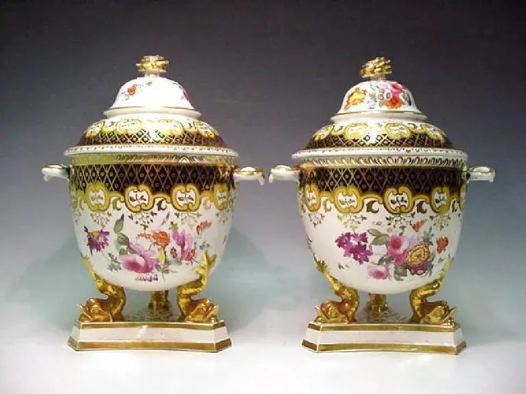 Regency Ridgway Porcelain Fruit Coolers, Covers & Liners - a Pair - 2