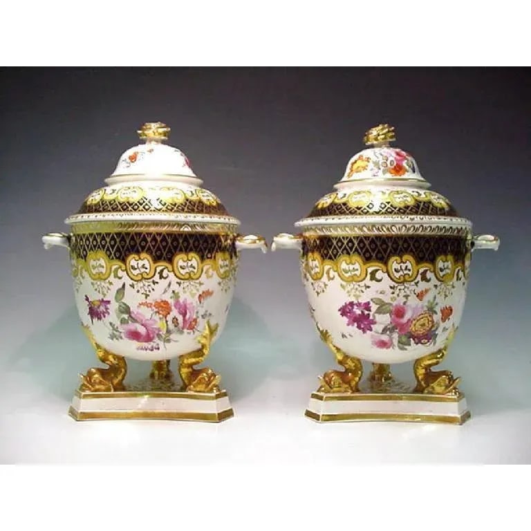 Regency Ridgway Porcelain Fruit Coolers, Covers & Liners - a Pair - 3