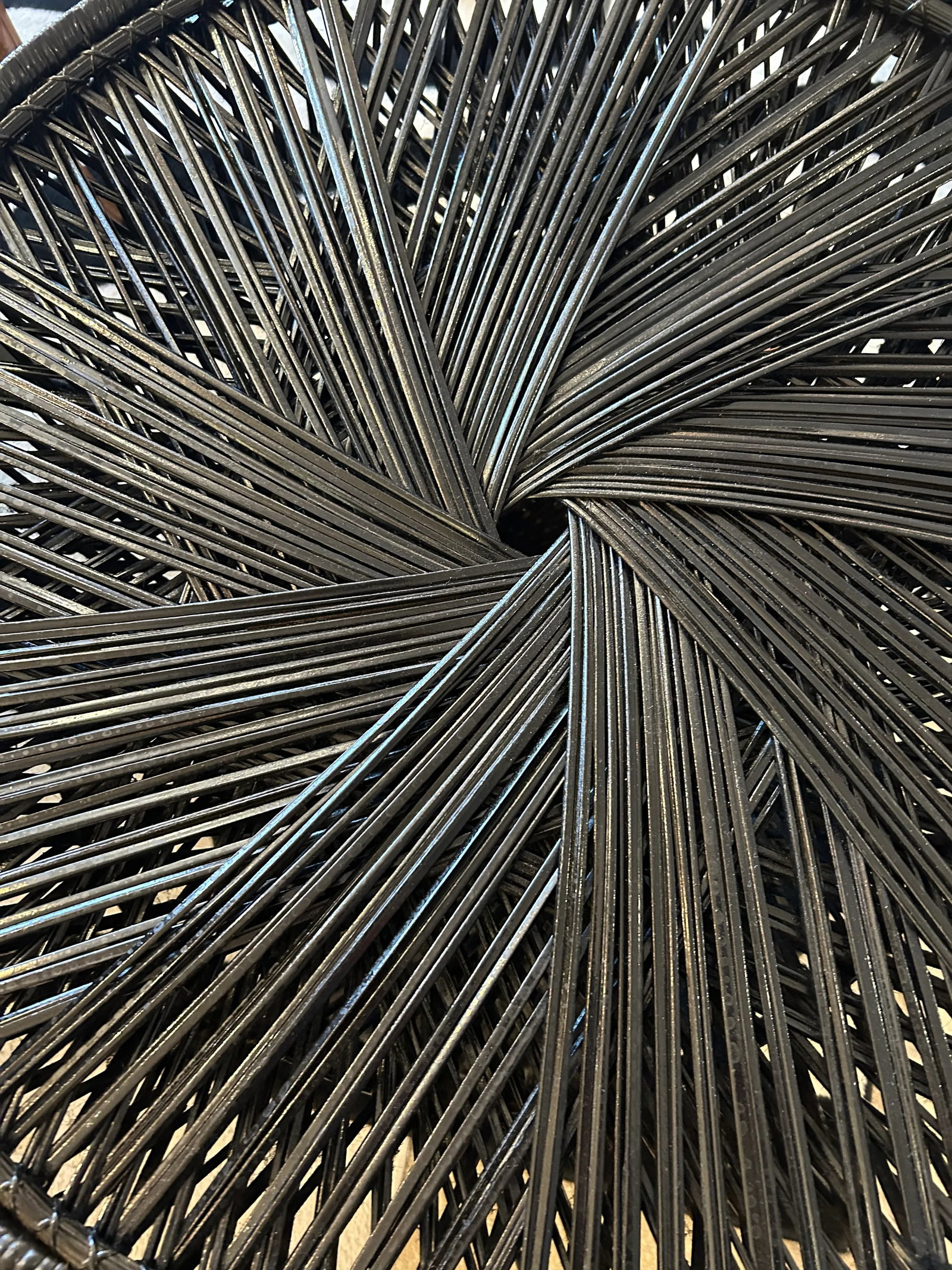 Black Painted Rattan Round Side Table - 6