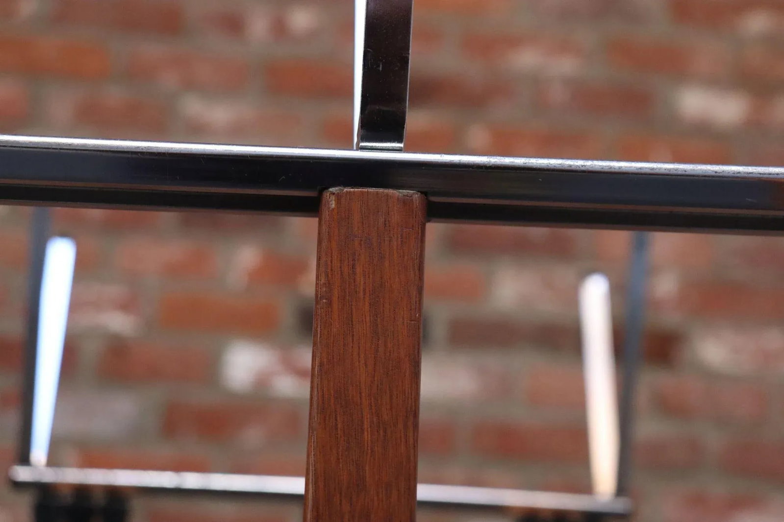 Pair of Modernist Chrome and Walnut Coat and Hat Trees / Racks by Vogel Peterson - 13