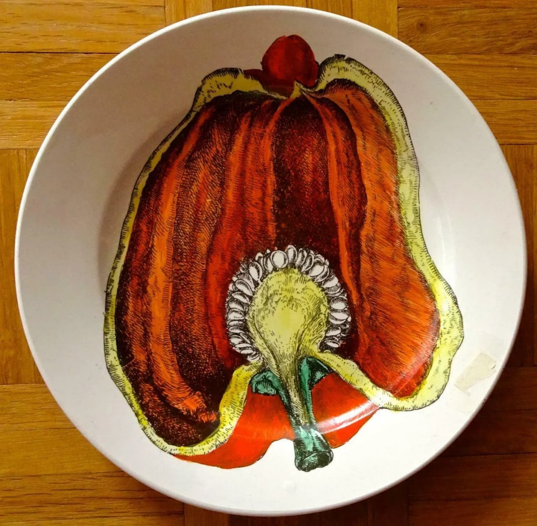Piero Fornasetti Cut Fruit Pottery Plate, Sezioni Di Frutta Series, Peperone - 4
