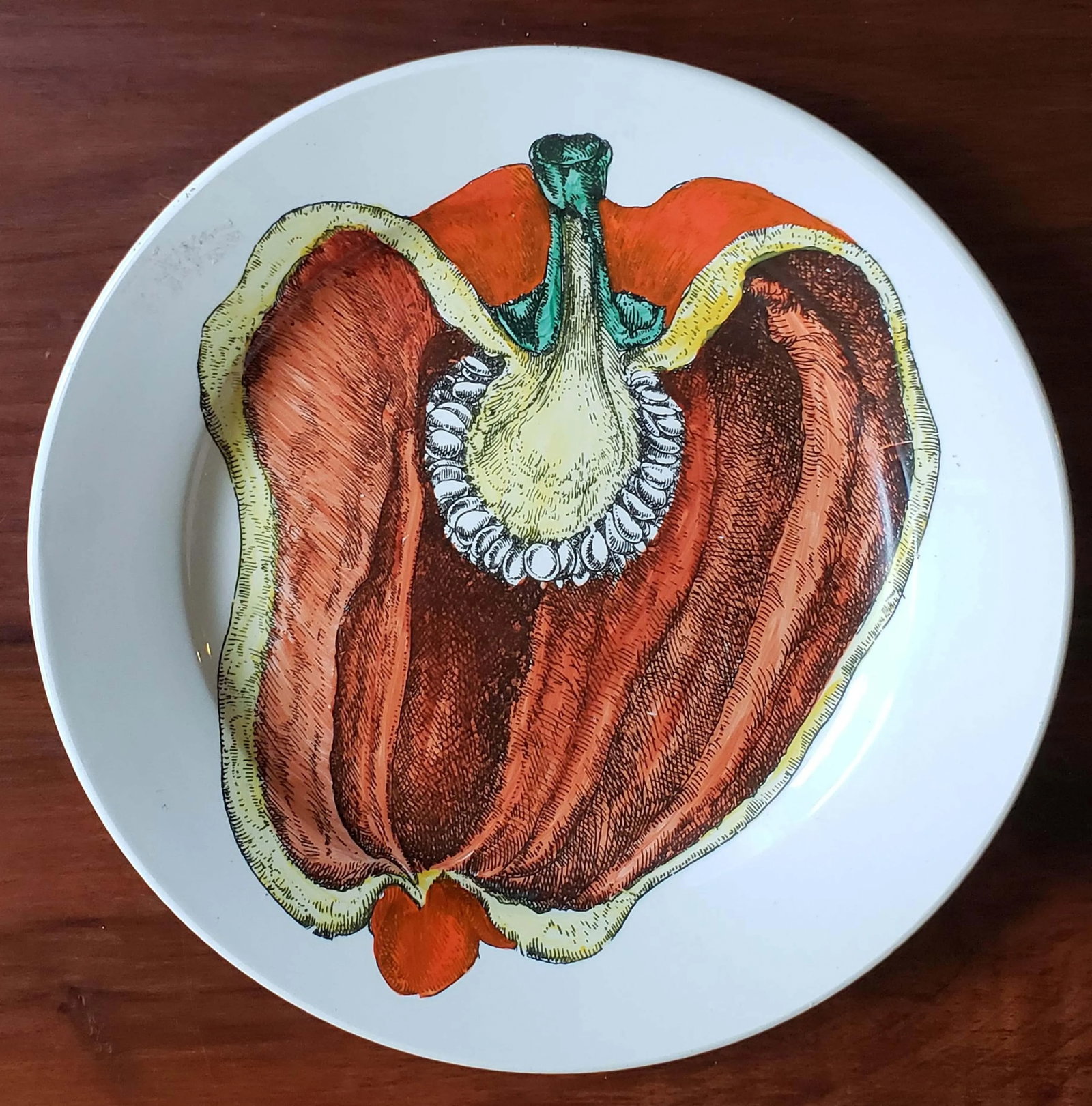 Piero Fornasetti Cut Fruit Pottery Plate, Sezioni Di Frutta Series, Peperone - 6
