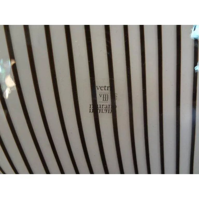1970's Black and White Pin Stripe Murano Glass Lamps by Vetri-A Pair - 9