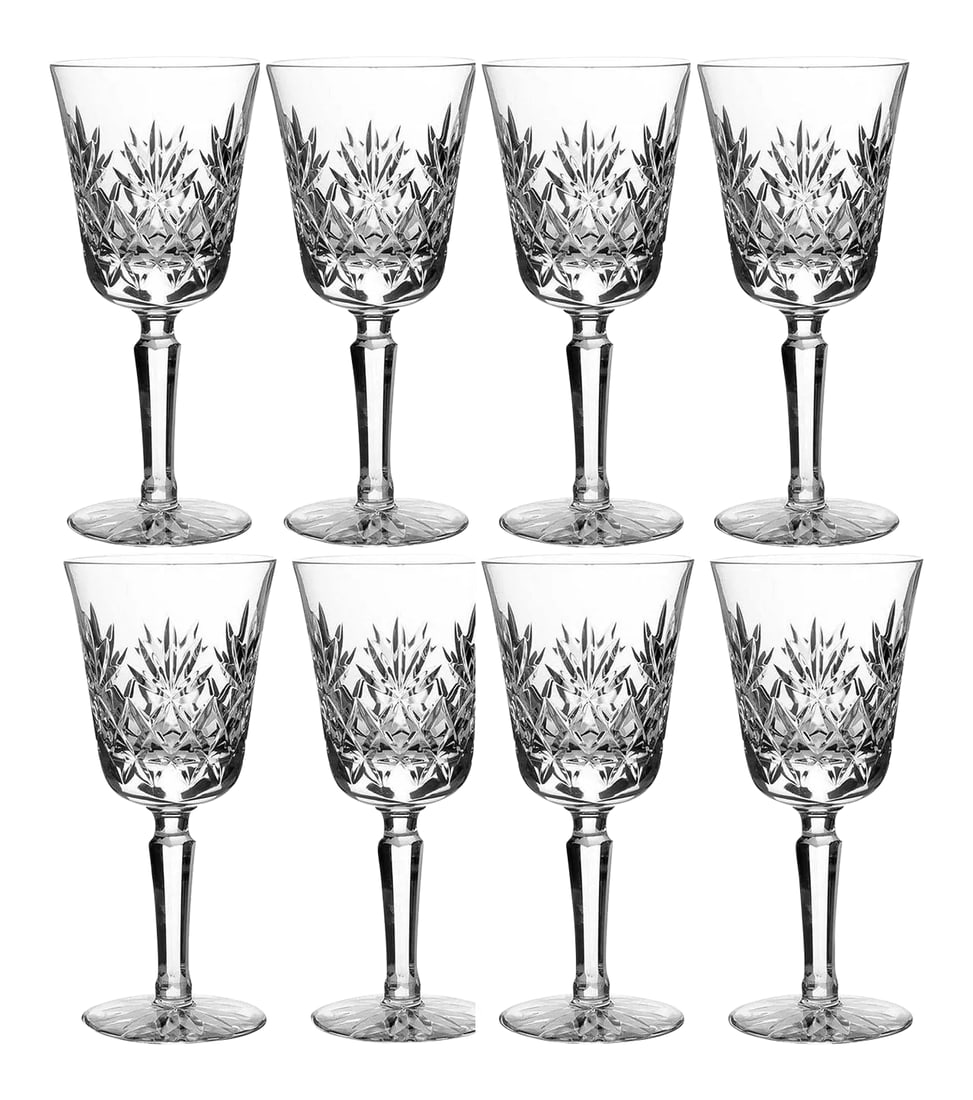 1980s Lenox Crystal Wine Glasses Charleston Pattern - Set of 8: Pair of Lenox blown glass crystal wine glasses in the Charleston pattern. Height: 6 3/4 in Width: 2 7/8 in Condition: Alterations: Original Condition Unaltered Imperfections: Some Imperfections