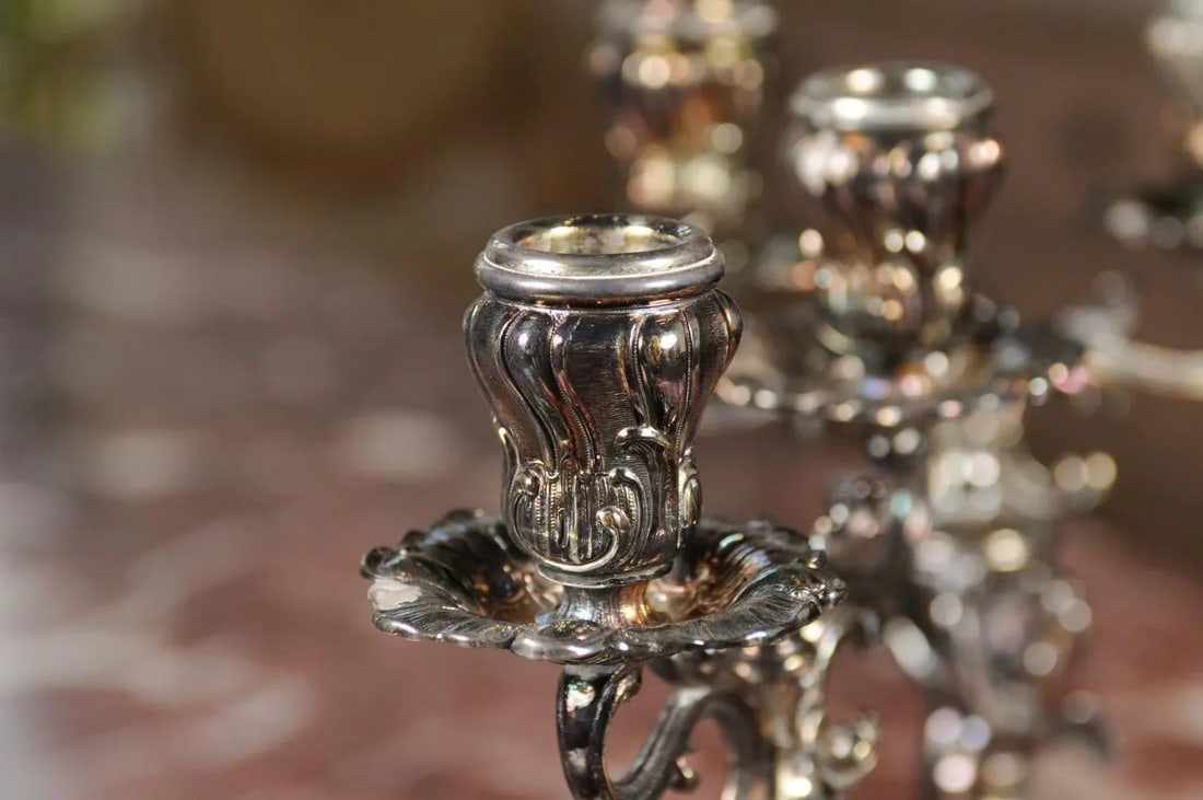 German Late 19th Century Jugendstil Silver Plated WMF Cherub Candelabras - A Pair - 9