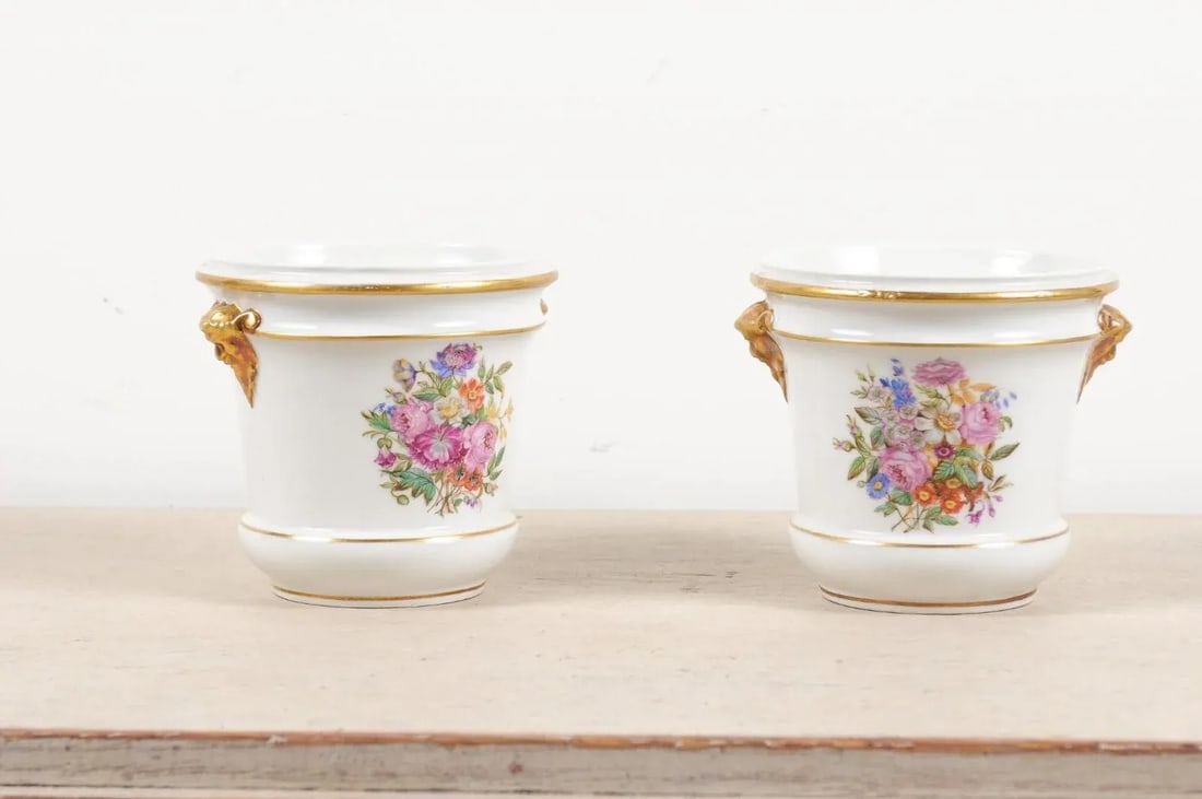 Late 18th Century French Porcelain Cachepots - a Pair - 11