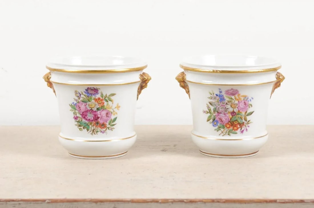 Late 18th Century French Porcelain Cachepots - a Pair - 12
