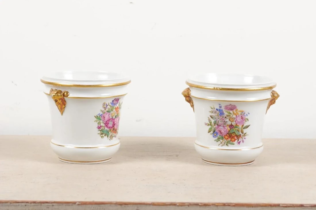 Late 18th Century French Porcelain Cachepots - a Pair - 2