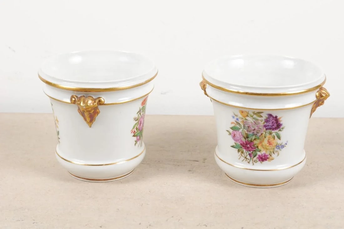 Late 18th Century French Porcelain Cachepots - a Pair - 4
