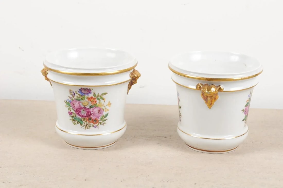 Late 18th Century French Porcelain Cachepots - a Pair - 5