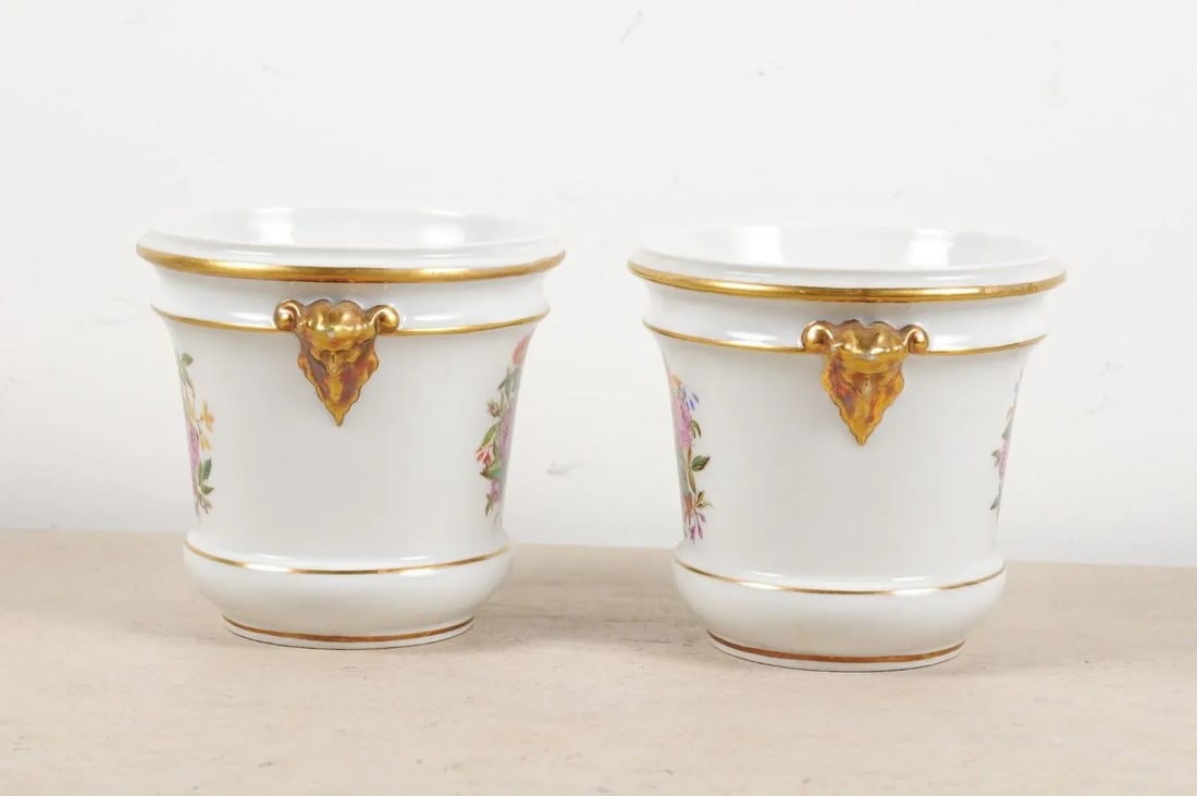 Late 18th Century French Porcelain Cachepots - a Pair - 8