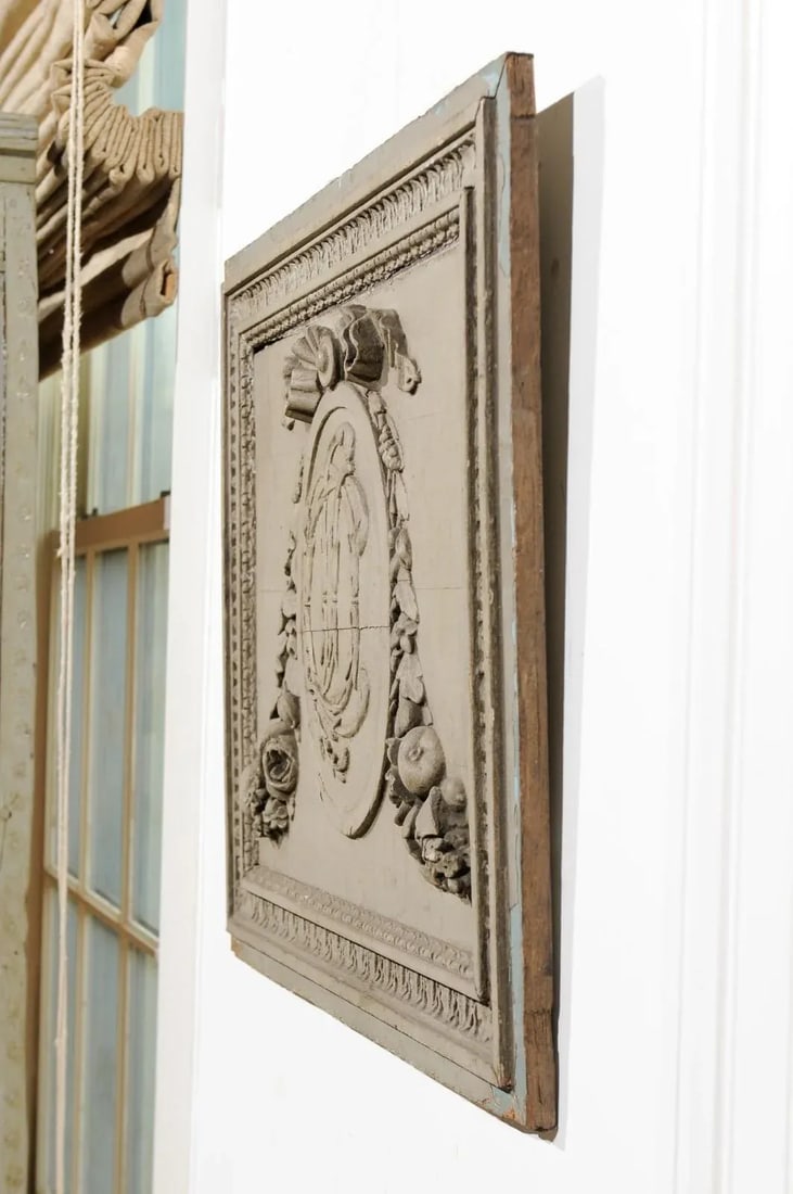 18th Century French Louis XVI Painted and Hand Carved Wooden Boiserie Panel - 11