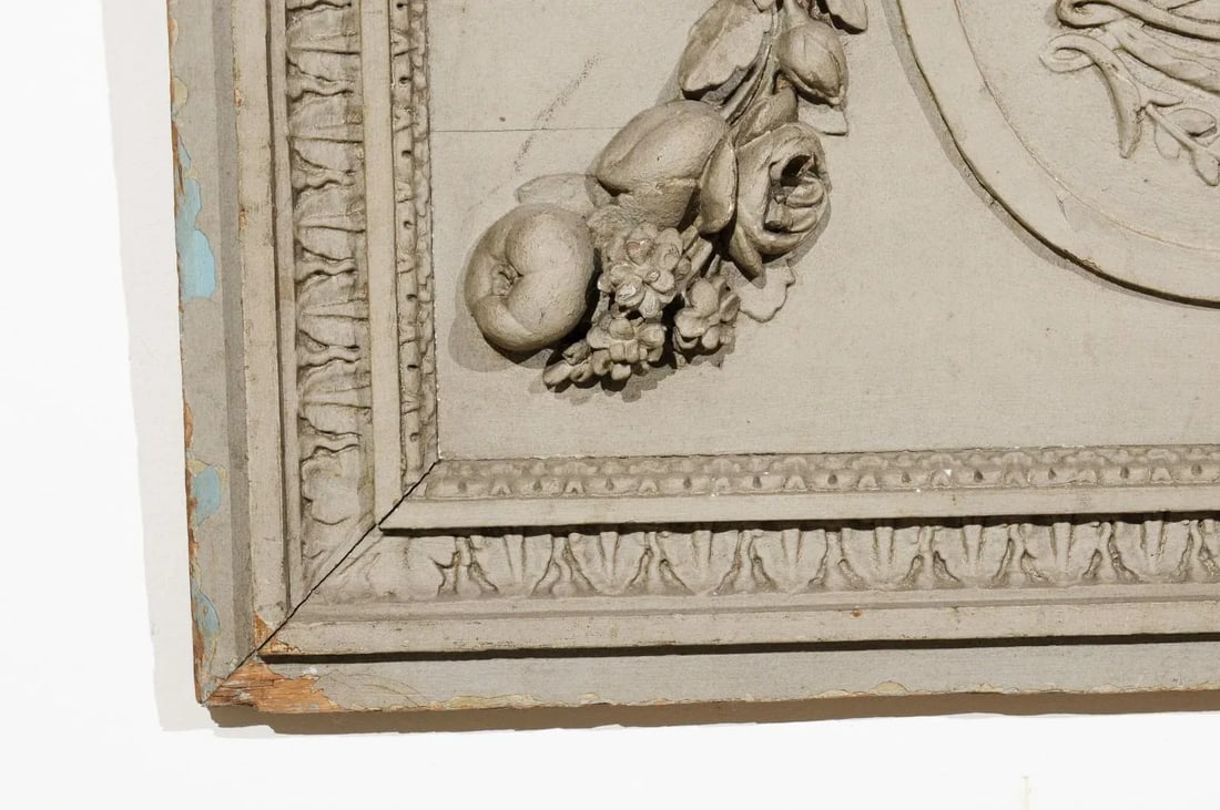 18th Century French Louis XVI Painted and Hand Carved Wooden Boiserie Panel - 7