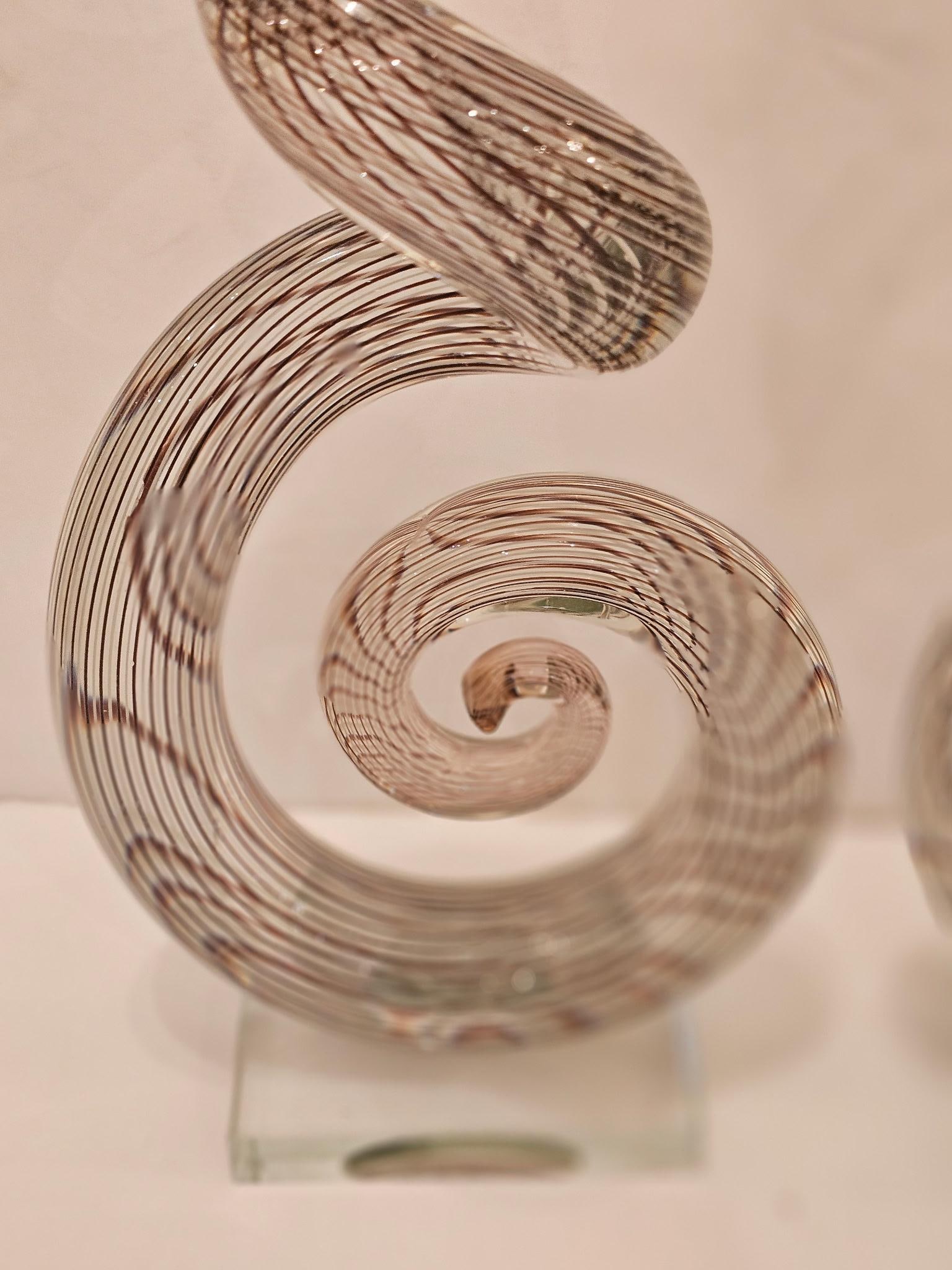 Murano Curliecue Blown Glass Sculptures -a Pair - 2
