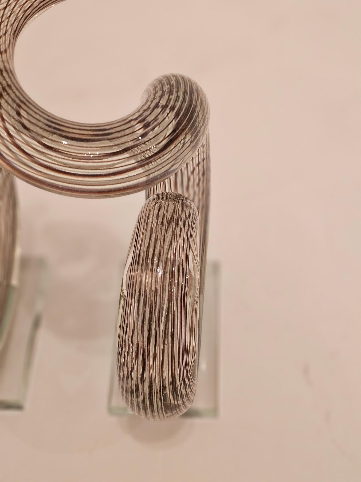 Murano Curliecue Blown Glass Sculptures -a Pair - 7