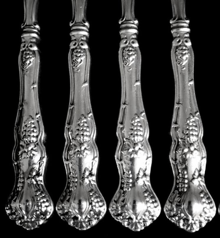 Antique Xs Quintuple Silverplate Rogers 1874 Vintage Grape Pattern Flatware Set - 36 PCS - 4