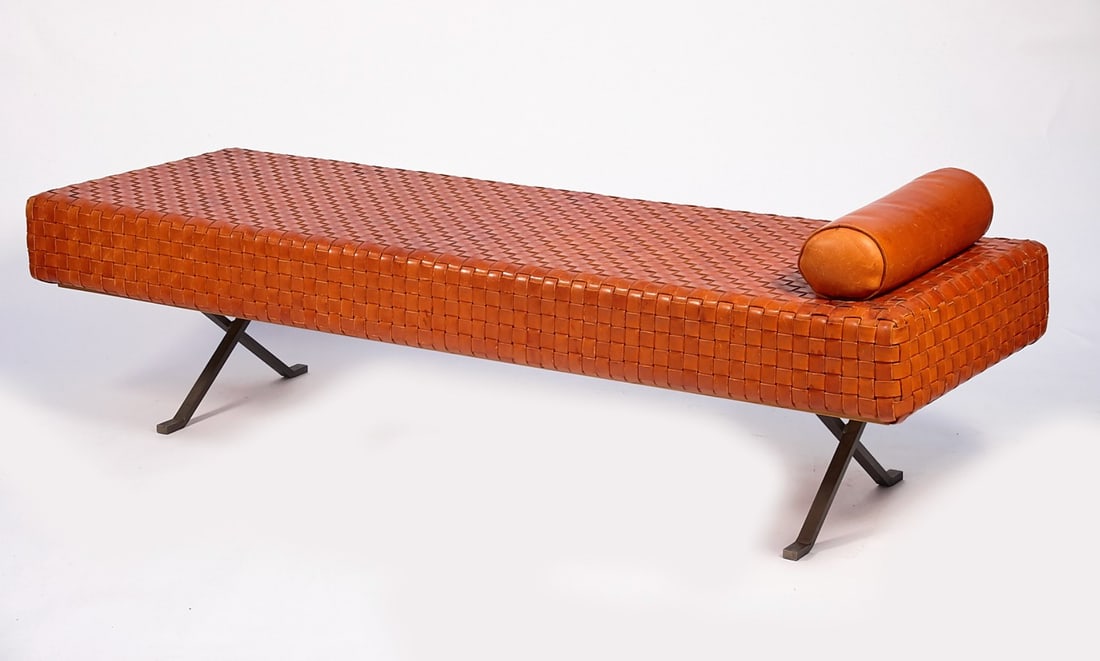 Enzo Mari "Sigmund" Daybed for Driade "” Braided Leather, Steel & Wood "” Italy, Late - 5