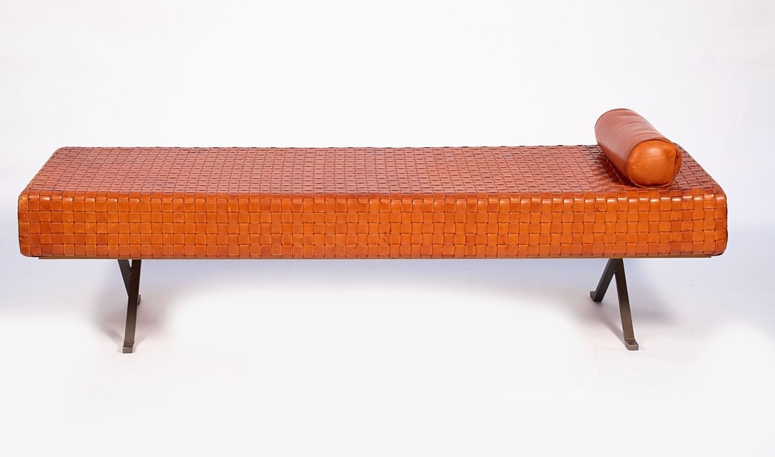 Enzo Mari "Sigmund" Daybed for Driade "” Braided Leather, Steel & Wood "” Italy, Late - 6