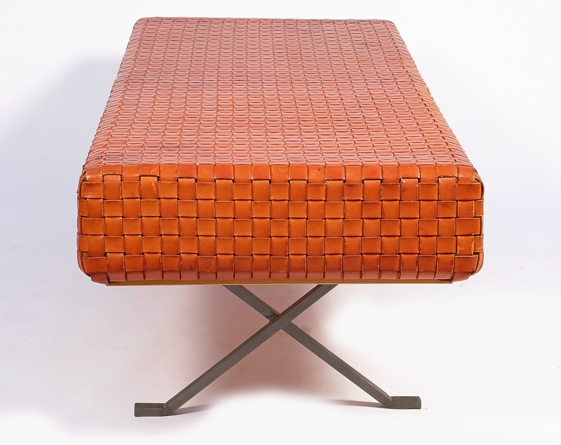Enzo Mari "Sigmund" Daybed for Driade "” Braided Leather, Steel & Wood "” Italy, Late - 7
