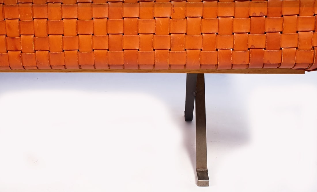 Enzo Mari "Sigmund" Daybed for Driade "” Braided Leather, Steel & Wood "” Italy, Late - 8